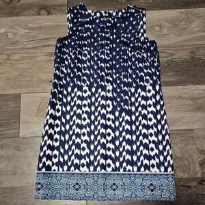 AB Studio Blue‎ and White Sleeveless Dress. Size 10. Pre Owned